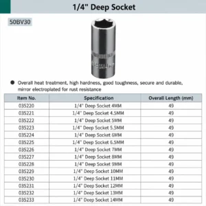 1 4 inch deep socket crv steel metric hand tool