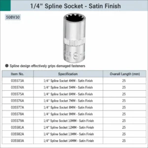 1 4 inch spline socket satin finish universal drive socket