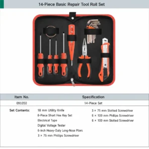 14 piece basic repair tool roll set 091050