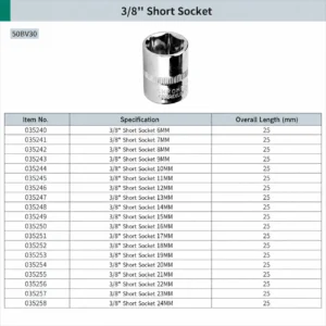 3 8 inch short socket chrome vanadium hand socket