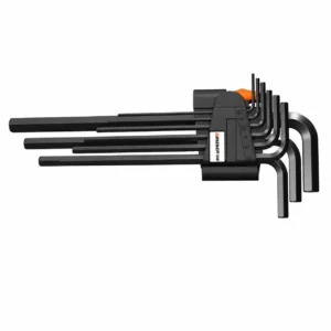 black oxidized hex key set with storage holder