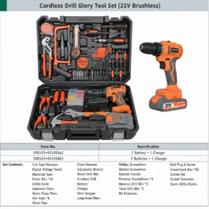 cordless drill glory tool set 21v brushless 090163 051056