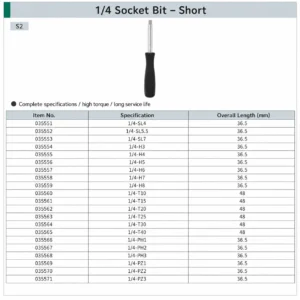 short socket bit set 1 4 drive