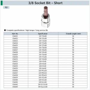 short socket bit set 3 8 drive