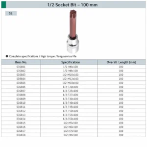 socket bit set 1 2 drive 100mm
