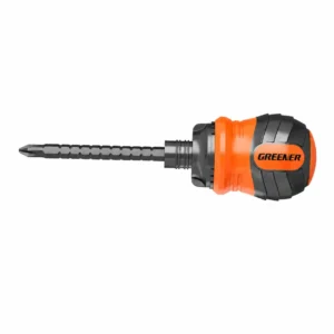 stubby multi bit screwdriver orange black hand tool