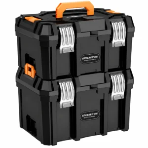 black stackable heavy duty tool storage box set