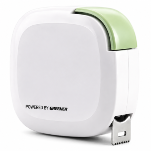compact white green retractable tape measure modern tool