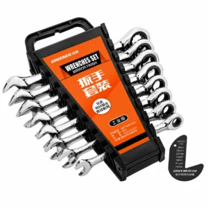 complete ratcheting wrench set with storage holder