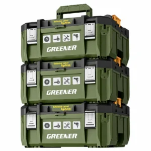 green stacking modular tool storage box set