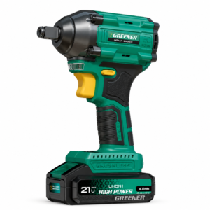 greener 21v cordless brushless impact wrench 4ah battery